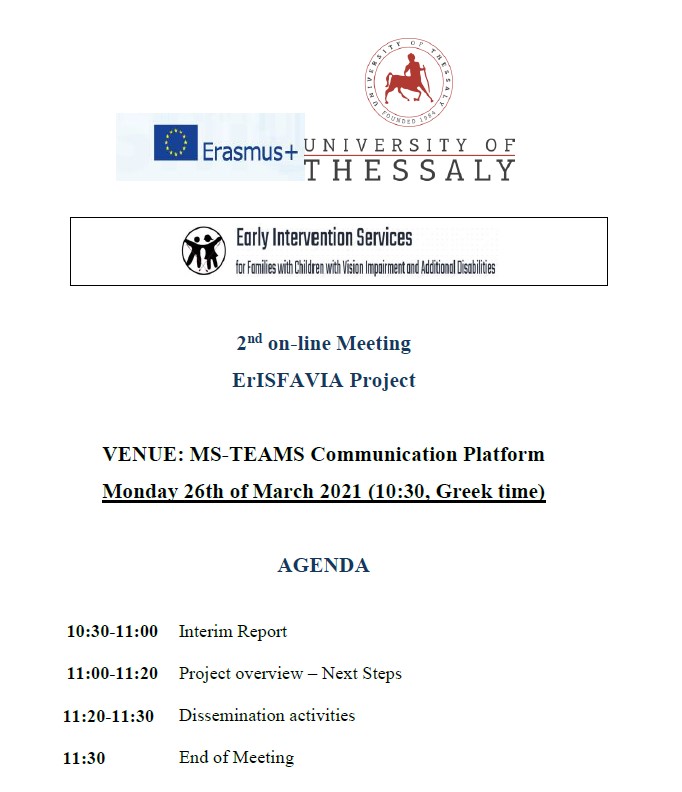 Agenda ErISFAVIA on line Meeting 2